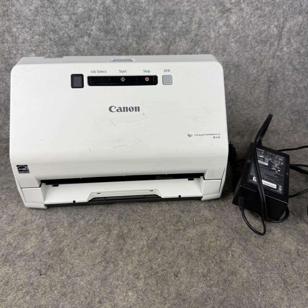 Canon imageFORMULA R40 Office Document Scanner White Power Supply TESTED WORKS